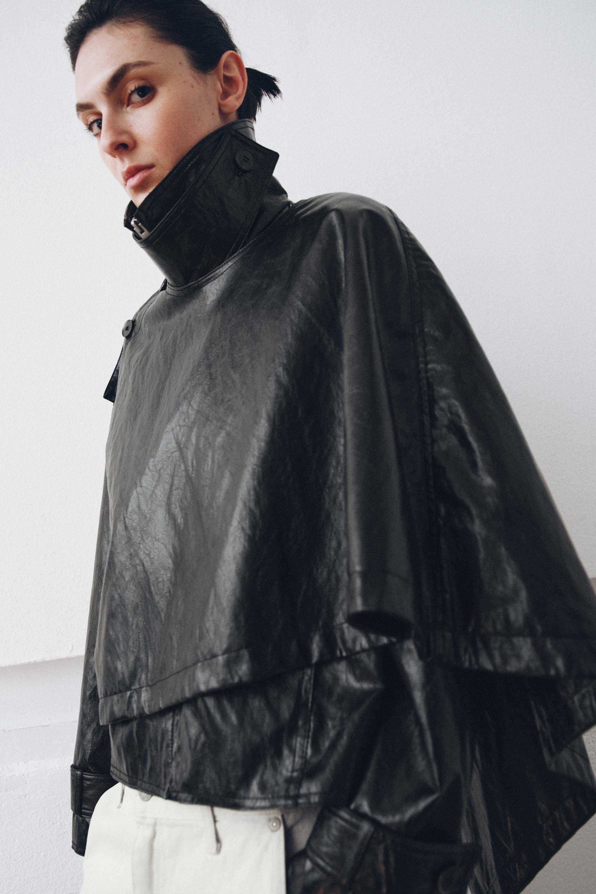 FAUX LEATHER JACKET WITH SCARF ZW COLLECTION